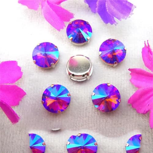COQALINEX Kristalle nähen, Silber Kralle Glas Kristall Farben Mix Rivoli Runde Form Nähen Auf Strass Perlen DIY Applikation(14mm 20pcs A32 Tea Color AB) von COQALINEX