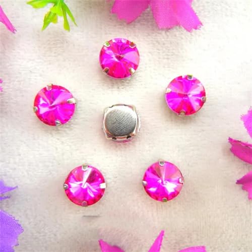 COQALINEX Kristalle nähen, Silber Kralle Glas Kristall Farben Mix Rivoli Runde Form Nähen Auf Strass Perlen DIY Applikation(16mm 20pcs A21 Rose) von COQALINEX