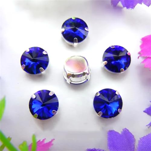 COQALINEX Kristalle nähen, Silber Kralle Glas Kristall Farben Mix Rivoli Runde Form Nähen Auf Strass Perlen DIY Applikation(18mm 10pcs A7 Sapphire) von COQALINEX