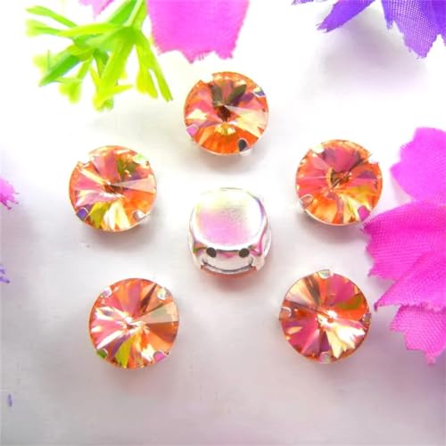 COQALINEX Kristalle nähen, Silber Kralle Glas Kristall Farben Mix Rivoli Runde Form Nähen Auf Strass Perlen DIY Applikation(6mm 50pcs A22 Lt Peach) von COQALINEX