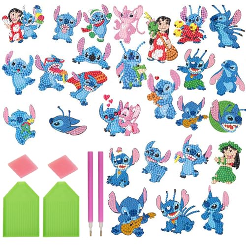 COQOYO Diamond Painting Kinder Sticker Set, 27pcs 5D Diamantmalerei Bilder, Cartoon Mini Diamant Mosaik Aufkleber, DIY Mosaikherstellung Basteln Kit für Jungen Mädchen Anfänger Geburtstag Geschenke von COQOYO