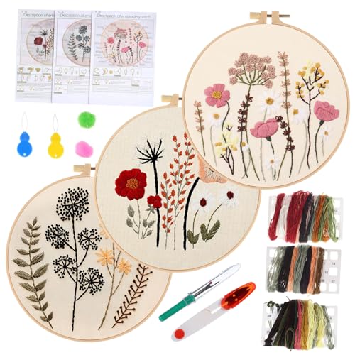 CORHAD 1 Satz Komplettes Stickset mit Bunten Fäden Zubehör für DIY Projekte Detaillierte Anleitung für Einfache Handstickerei und Kreative Gestaltung von CORHAD