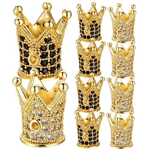 CORHAD 10 Stück Teiliges Perlen mit Großem Kupferne DIY Schmuckperlen für Armbänder Halsketten Handgefertigte Bastelaccessoires Goldfarbene Kronen mit Weißen und Schwarzen Zirkonias CORHAD 10 Stück Teiliges Perlen mit Großem Kupferne DIY Schmuckperlen für Armbänder Halsketten Handgefertigte Bastelaccessoires Goldfarbene Kronen mit Weißen und Schwarzen Zirkonias von CORHAD
