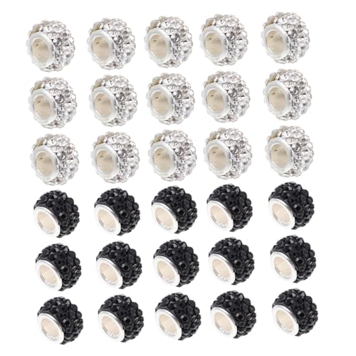 CORHAD 100 Stück DIY Schmuck Spacer Perlen mit Strass Große Lochperlen für Armband Basteln Glatte Oberfläche Langlebig und Hautfreundlich zum Auffädeln und Schmuckherstellung CORHAD 100 Stück DIY Schmuck Spacer Perlen mit Strass Große Lochperlen für Armband Basteln Glatte Oberfläche Langlebig und Hautfreundlich zum Auffädeln und Schmuckherstellung von CORHAD