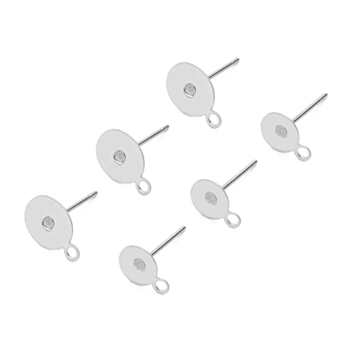 CORHAD 100 Stück Ohrstecker mit Schlaufe Flacher Runder Langer Pin Post DIY Ohrring Zubehör für Anhänger und Basteln Silberfarbene Ohrstecker Komponenten von CORHAD