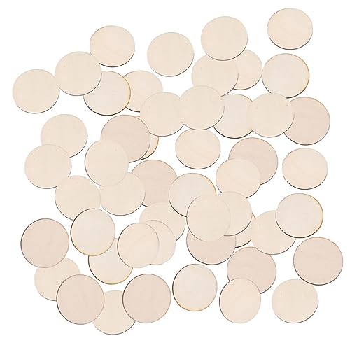 CORHAD 100 Stück Runde Hackschnitzel in Holzfarbe Bonsai-baum-kit Mini Strohhalme Wohnung Kreis Buchstabenkiesel Leere Untersetzer Zum Basteln Basteln Schaumwürfel Beige Hölzern von CORHAD