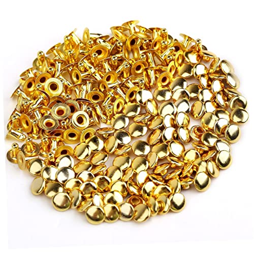 CORHAD 100 Stück Runde Pilznieten aus Metall Goldfarbene DIY Metallnieten für Leder Schuhe Taschen Armbänder Robuste Punk Ziernieten für Bekleidung und Handwerk von CORHAD