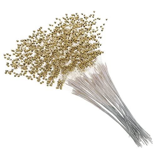 CORHAD 100 Stück Schnur dekorative Perlenkette runden Braut etwas Perlen braut hochzeit Perlenverzierungen stiftperlen beading beads Perlenstrauß Hochzeit Perlensträuße Plastik Golden von CORHAD