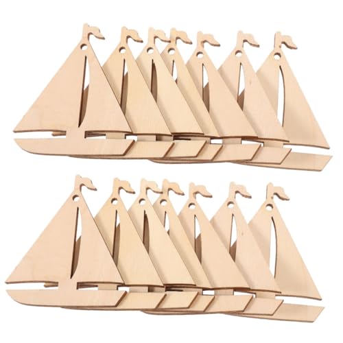 CORHAD 100 Stück Segelboot Holzscheiben Rohholz Holz Bastelset zum Bemalen DIY Holzstücke für Kreative Dekoration Sicher für Familienbasteln von CORHAD