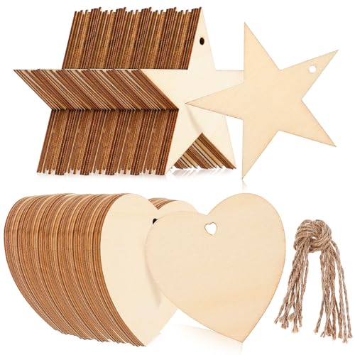 CORHAD 100 Stück Teiliges Holzanhänger Stern Herz Form Blanko Holzschilder für DIY Basteln Dekorationen Party Zubehör Holzstücke zum Beschriften und Verzieren CORHAD 100 Stück Teiliges Holzanhänger Stern Herz Form Blanko Holzschilder für DIY Basteln Dekorationen Party Zubehör Holzstücke zum Beschriften und Verzieren von CORHAD