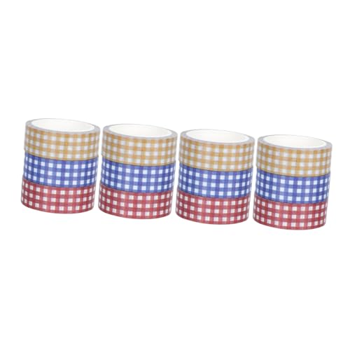 CORHAD 12 Rollen Retro Washi Tapes DIY Klebeband für Notizbücher Vielseitige Dekorative Papierbänder in Rot Blau Gelb Selbstklebend Leicht Ablösbar für Basteln und Geschenkverpackungen von CORHAD