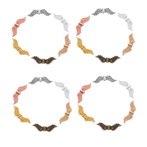 CORHAD 120 Stück Teiliges DIY Schmuckset Flügelperlen aus Langlebiger Zinklegierung Metallische Spacer Beads und Anhänger in Sechs Farben zum Basteln von Armbändern Halsketten und von CORHAD