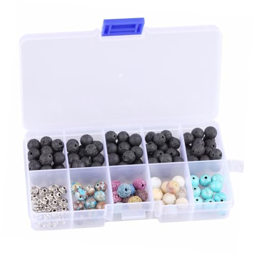 CORHAD 160 Stück Teiliges Naturstein Perlen Set mit Vulkanstein Türkis Amazonit Synthetischen Steinen und Zinklegierung Spacer für DIY Schmuckherstellung Wie Armband Halskette Ohrringe von CORHAD