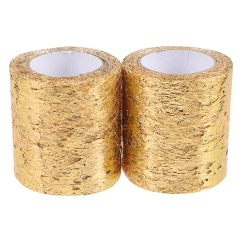 CORHAD 2 Rollen Gold Tüllband Mesh für DIY Basteln Geschenkverpackung Blumen Dekoration Goldener Glänzender Tüll für Hochzeit Geburtstag Party Zubehör von CORHAD