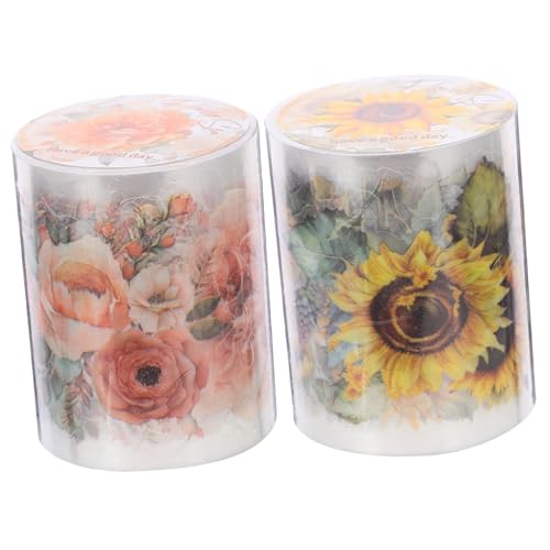 CORHAD 2 Rollen Pet Scrapbooking Klebeband mit Vintage Pflanzen-motiven Handreißbar Klebefest Vielseitig für DIY Basteln Journals Geschenkverpackung Planer von CORHAD