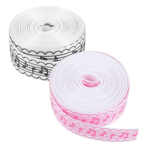 CORHAD 2 Rollen Weißes Musiknoten Geschenkband Verschleißfestes Vielseitiges Dekoband für DIY Verpackung Hochzeit Party Robust Gewebt Fransenfrei Bastelfreundlich von CORHAD