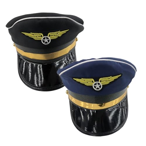 CORHAD 2 Stück Cosplay Flugmütze Verstellbar Unisex Bühnenmütze Schwarz Für Karneval Kostümfest Performance Zubehör von CORHAD