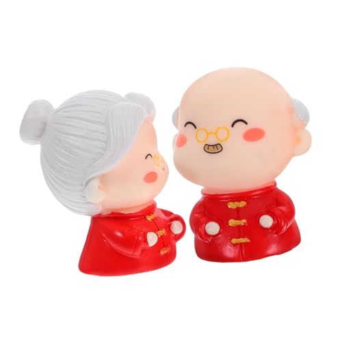 CORHAD 2 Stück Miniatur Älteres Ehepaar Figuren Cake Topper Jubiläum Geschenke Romantische Großeltern Deko Hochzeit Geburtstag Tisch Ornament von CORHAD