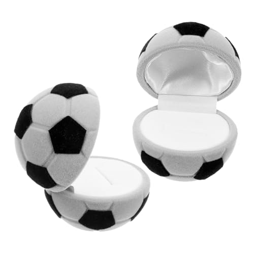 CORHAD 2 Stück Ringschatulle Fußballform Samtbezogen Gepolstert Schmuckschatulle für Verlobung Hochzeit Geschenkbox für Ringe Ohrringe Aufbewahrung von CORHAD