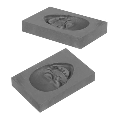 CORHAD 2 Stück Teiliges Skull Graphit Gussform Widerstandsfähiges Gießform Ingot Mould für Gold Silber Kupfer Benutzerfreundlich mit Leichter Entformung Künstlerisches Schädel Design für von CORHAD