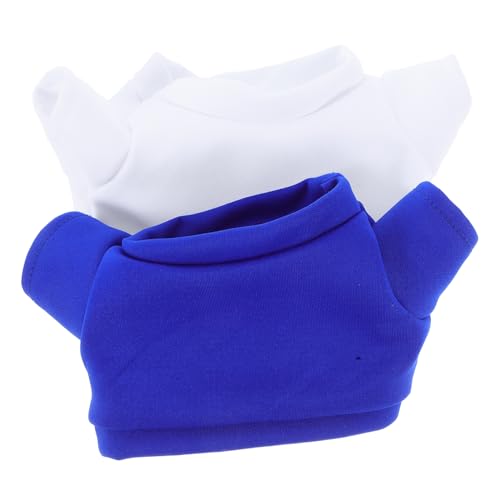 CORHAD 2 Stück Weiche Plüschbär Kleidung Teiliges Puppenkleidung aus Weichem für Puppen Austauschbare Niedliche T Shirts Weiß und Blau für Kleine Kuscheltieroutfits von CORHAD