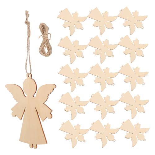 CORHAD 20 Stück Natürliche Holzengel Anhänger zum Basteln und Bemalen Nachhaltige DIY Holzengel Dekoration für Anhänger Vielseitig für Weihnachten Hochzeit Party von CORHAD