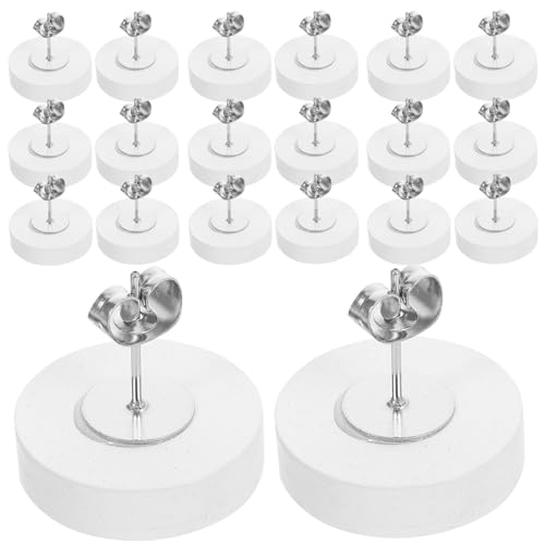 CORHAD 20 Stück Ohrstecker Holz Zur Schmuckherstellung: Blanko-lünetten 12 Mm, Weiß, Ohrstecker-tabletts, Fassungen, Zubehör Für Diy-edelsteine, Perlen von CORHAD