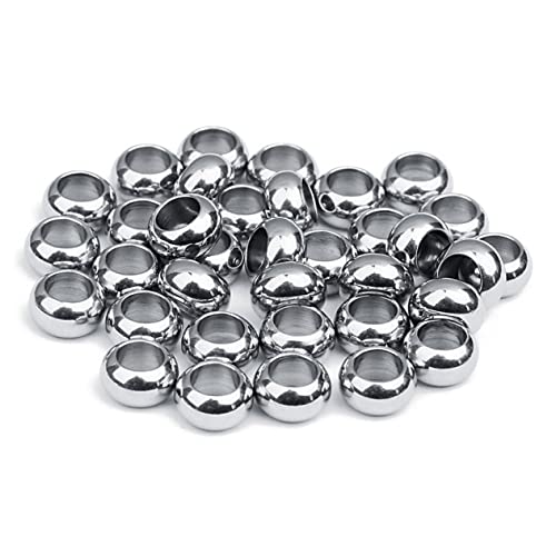 CORHAD 20 Stück Spacer Perlen mit Großem Loch Runde DIY Schmuckperlen für Armband Halskette Kreative Bastelaccessoires in Silber von CORHAD