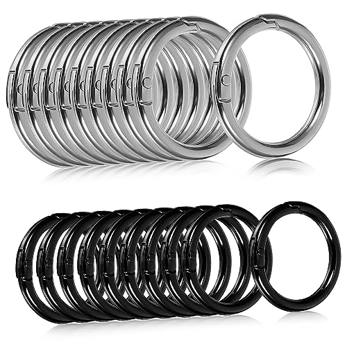 CORHAD 20 Stück Teiliges Metall Schlüsselringe Karabiner Clips DIY Bastelzubehör Langlebig Verzinkt in Silber und Schwarz für Schlüsselanhänger Taschen Zubehör von CORHAD