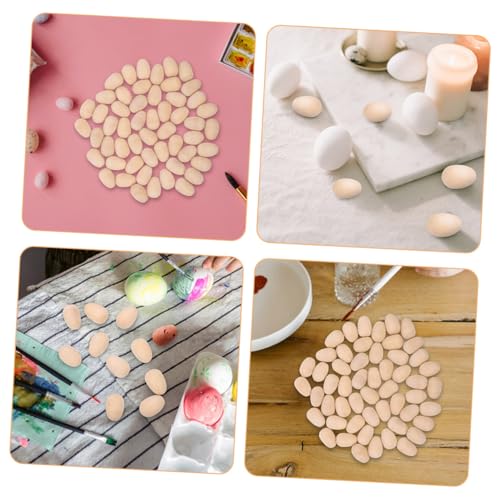 CORHAD 200 Stück Holz eier Simulierte Deko eier aus Holz Leicht Wiederverwendbar DIY Bastelmaterial für Ostern Tischdeko Garten Fensterdekoration von CORHAD
