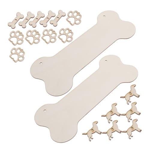CORHAD 20Stücke Hängende Holzplakette im Hundeknochen Design DIY Holzschilder für Dekorationen Personalisierbar mit Farbe und Kleber für Haustierliebhaber von CORHAD