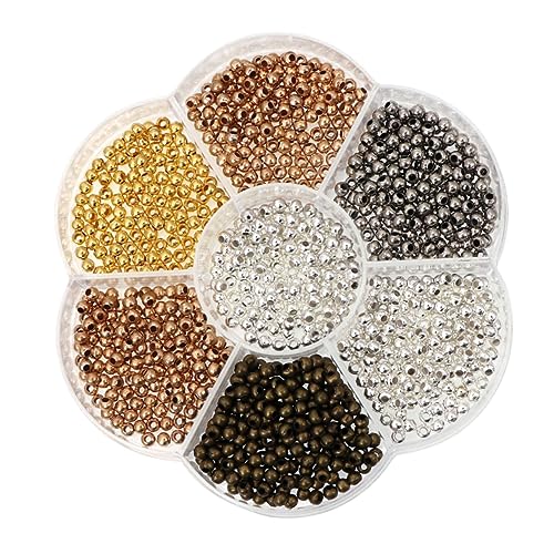 CORHAD 2800 Stück Teiliges DIY Spacer Perlen aus Kupfer für Armband Halskette Schmuckherstellung Bastelperlen Auffädeln Facettierte Distanzperlen für Schmuck Accessoires CORHAD 2800 Stück Teiliges DIY Spacer Perlen aus Kupfer für Armband Halskette Schmuckherstellung Bastelperlen Auffädeln Facettierte Distanzperlen für Schmuck Accessoires von CORHAD