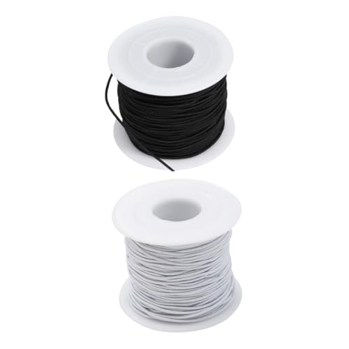 CORHAD 2Rollen Elastische Schnur Schwarze und Weiße Dehnungsschnur für Armbänder und Schmuckherstellung Reißfest für DIY Projekte und Perlenweben von CORHAD