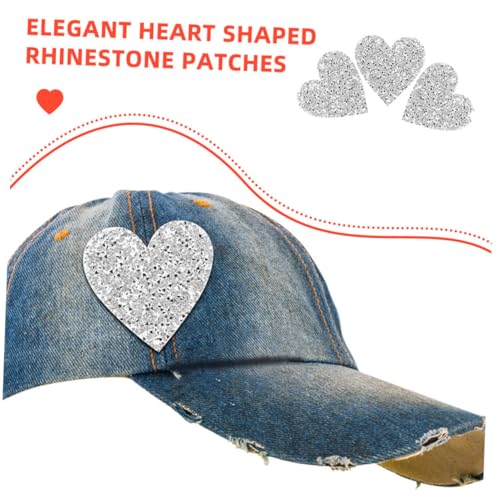 CORHAD 3 Stück Herzförmige Strass Applikationen Selbstklebende DIY Patches für Kleidung Schuhe Taschen Starke Harzrückseite für Dauerhaften Halt Vielseitig Einsetzbar für Jacken und Hüte von CORHAD