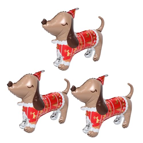 CORHAD 3 Stück Teiliges Weihnachtsballons in Würstchenhund-form Lustige Langlebige Folienballons mit Starkem Verschluss für Festliche Hundeparty-dekoration zu Weihnachten und von CORHAD