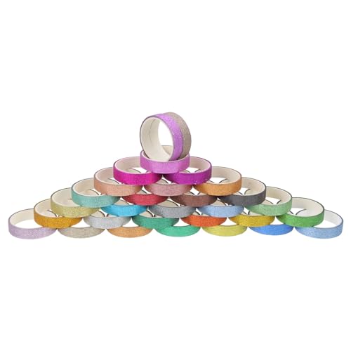 CORHAD 30 Rollen Glitter Washi Tape Buntes Dekoratives Klebeband für DIY Scrapbooking Journals Planer Geschenkband Kreative Muster Langlebig und Farbecht von CORHAD