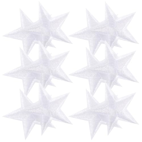 CORHAD 30 Stück Teiliges Stern Aufnäher zum Aufbügeln Weiße Bestickte Stoffpatches mit Glitzerrand Leicht und Kompakt für Kleidung Rucksäcke Taschen Hüte und DIY verzierungen von CORHAD