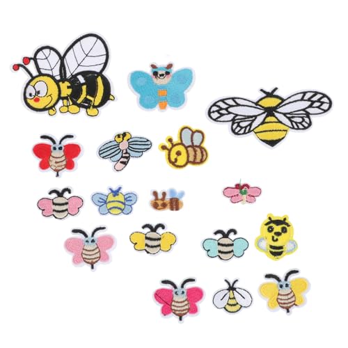 CORHAD 34 Stück Teiliges Niedliche Bienen Aufnäher zum Aufnähen Bestickte Applikationen aus Textilfilz Kreative Kleidungspatches zum Reparieren und Dekorieren von Jeans Taschen und von CORHAD
