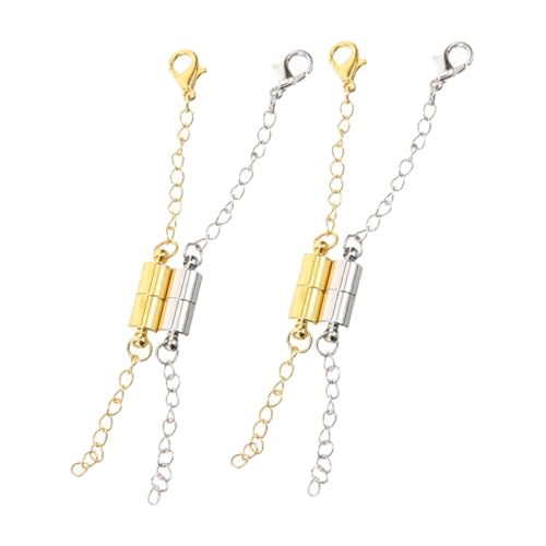 CORHAD 4 Paare Magnetischer Schmuckverschluss Gold Silber Kettenverlängerung für Halsketten Armbänder DIY Schmuckherstellung Praktische Verlängerungsketten von CORHAD
