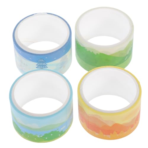 CORHAD 4 Rollen Washi Papier Klebestreifen mit Niedlichen Landschaftsmustern Vielseitige DIY Dekobänder für Scrapbooking Tagebuch und Bastelprojekte Handreißbar Wiederverwendbar von CORHAD