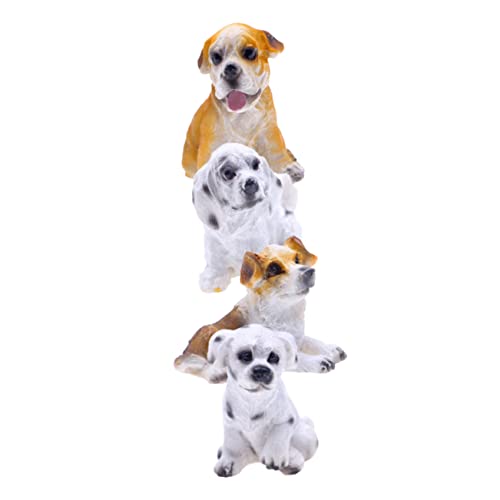 CORHAD 4 Stück Simulationshund kleine Tierfiguren Spielzeugfiguren Tortenfigur Ornament Welpe realistischer Hund Miniaturspielzeug Pappbecher Hündchen Zubehör Statue Haustier Hund Harz von CORHAD