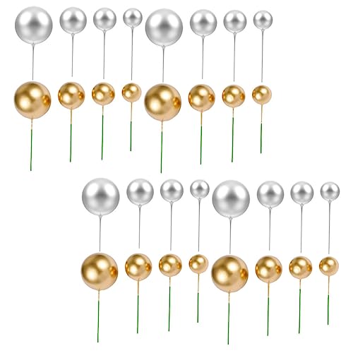 CORHAD 40 Stück Teiliges Mini Cake Picks mit Goldenen und Silbernen Schaumstoff Kugeln in Dekorative Cupcake Topper für Geburtstagstorten Hochzeit Shower und Party Cake Dekoration CORHAD 40 Stück Teiliges Mini Cake Picks mit Goldenen und Silbernen Schaumstoff Kugeln in Dekorative Cupcake Topper für Geburtstagstorten Hochzeit Shower und Party Cake Dekoration von CORHAD