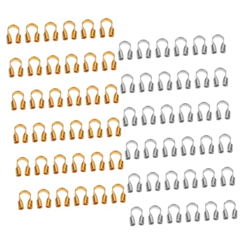 CORHAD 400 Stück U förmige Metall drahtschutzbügel Schmuckzubehör für DIY Perlenarbeiten Armbänder Halsketten und Ohrringe Praktische Fadenschützer in Gold und Silber von CORHAD