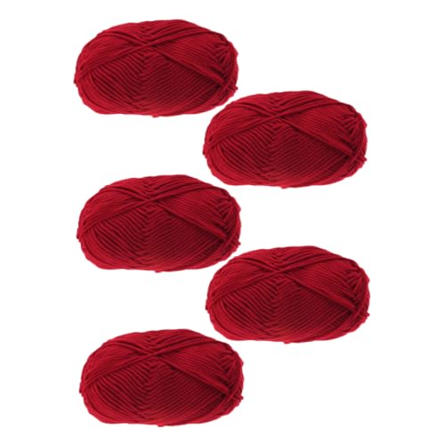 CORHAD 5 Rollen Fädiges Baumwollgarn Handgeflochten Langlebig für DIY Stricken Häkeln Basteln Vielseitig Verwendbar Sichere Materialien Praktische Häkelwolle von CORHAD