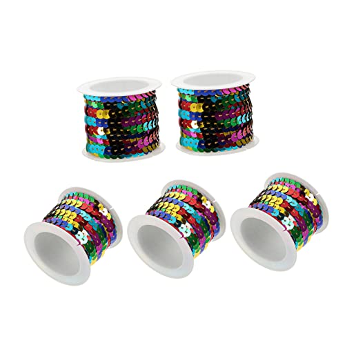 CORHAD 5 Rollen Saiten Kleidung Dekoration Pailletten Dekorative Pailletten Strasssteine Strassband Paillettenbesatz Nähen Regenbogen-pailletten Folienpailletten Für Colorful Plastik von CORHAD