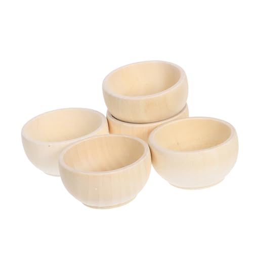 CORHAD 5 Stück Teiliges DIY Holzschalen aus Unbehandeltem Holz Kleine Mini Holzschalen für Kreative Bastelarbeiten für Dekorative Schalen zum Bemalen und Gestalten von CORHAD