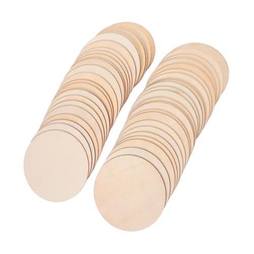 CORHAD 50 Stück Blanke Holzkreise Rund Natürliche Holzscheiben Vorgeschliffen für DIY Bastelbedarf Holzscheiben zum Bemalen Gravieren Türhänger Weihnachtsdeko von CORHAD