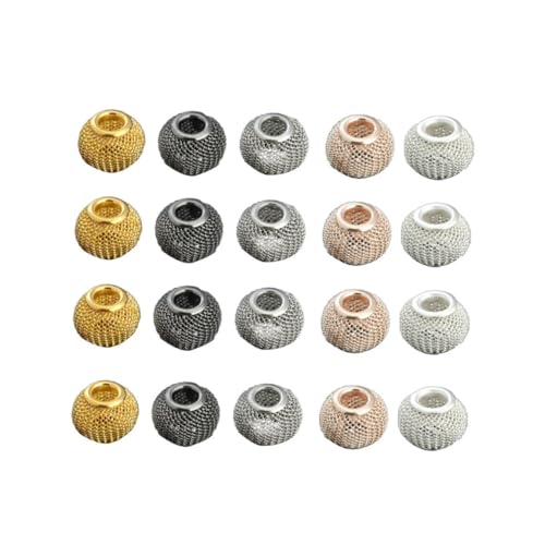 CORHAD 50 Stück DIY Schmuckherstellung Mesh Ball Spacer Perlen aus Legierung Leichte Runde Zwischenperlen für Armband Halskette Charms Zubehör Bunte Farben Kreativ und Zufällige Farbe von CORHAD