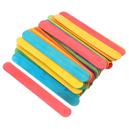 CORHAD 50 Stück Große Bunte Holz Eisstiele zum Basteln Robuste Bastelhölzer für DIY Projekte Farbige Craft Sticks aus Holz für Schule und Zuhause von CORHAD
