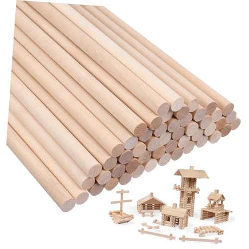 CORHAD 50Stücke Holzstäbchen Buchenholz Unbehandelte Rundstäbe für DIY Projekte Bastelarbeiten und Makramee Natürliche Holzstäbe für Kreative von CORHAD